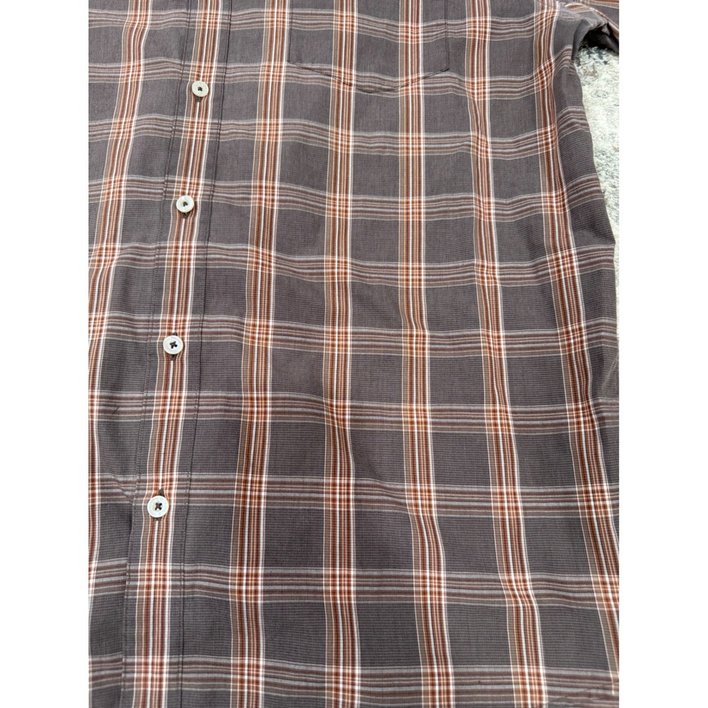 Patagonia Mens Large Brown Plaid Organic Cotton Blend Short Sleeve Shirt 53961 - Picture 2 of 10